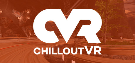 A sample 3D environment inside ChilloutVR, colored orange with the blended letters 'CVR' and the subtitle 'ChilloutVR'.